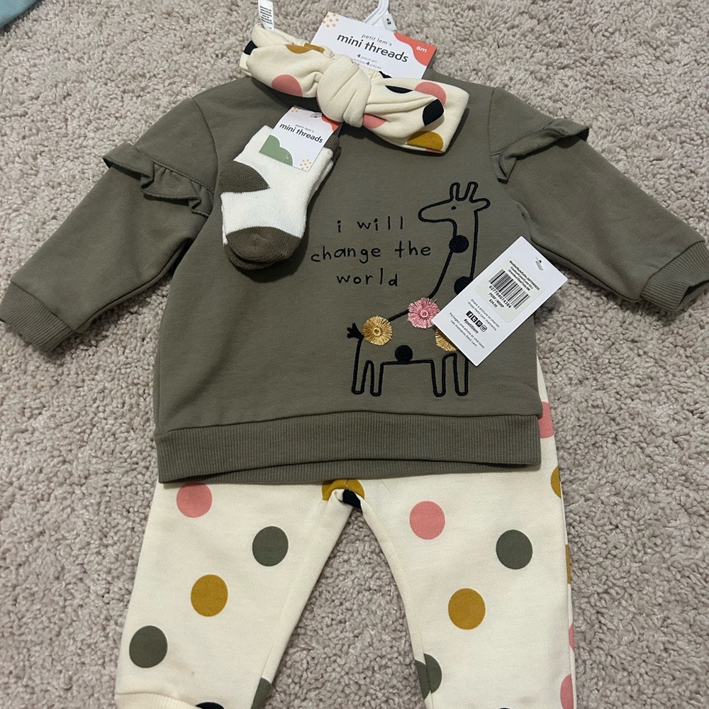 Olive Green Giraffe Sweater Set